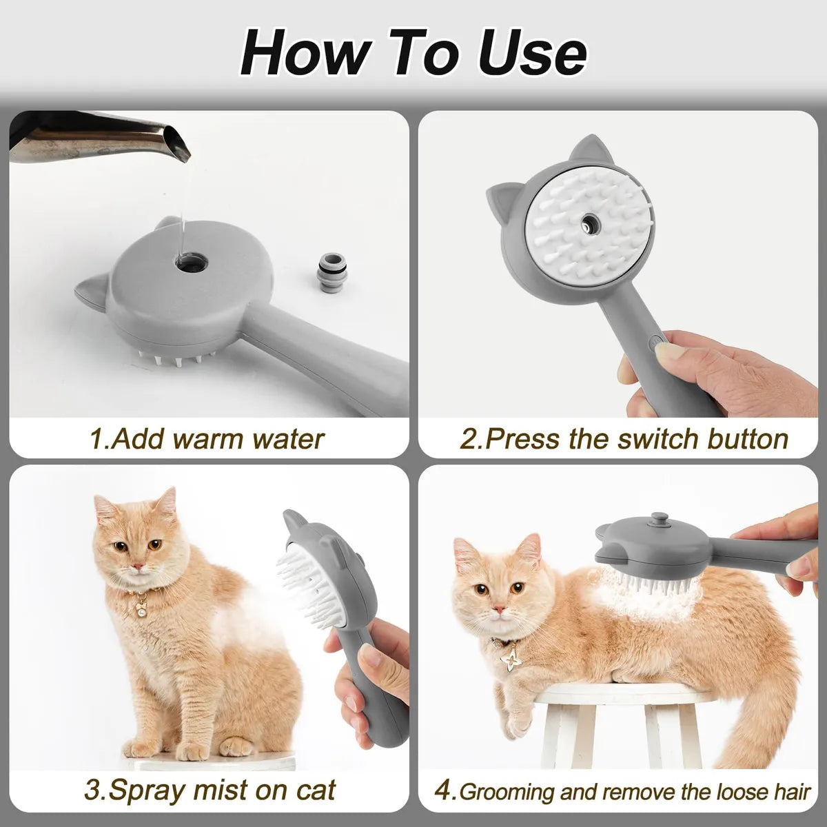 CEPILLO PARA MASCOTA CON VAPOR